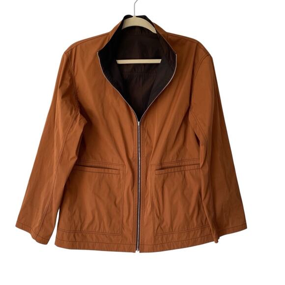 Lafayette 148 New York Reversible Brown Rust Zipper Jacket Windbreaker small - Picture 1 of 9